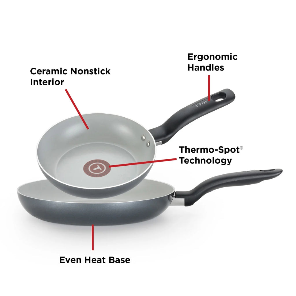 2 Piece Ceramic Fry Pan Set, 8.5 & 10.5 inch, Black W901790