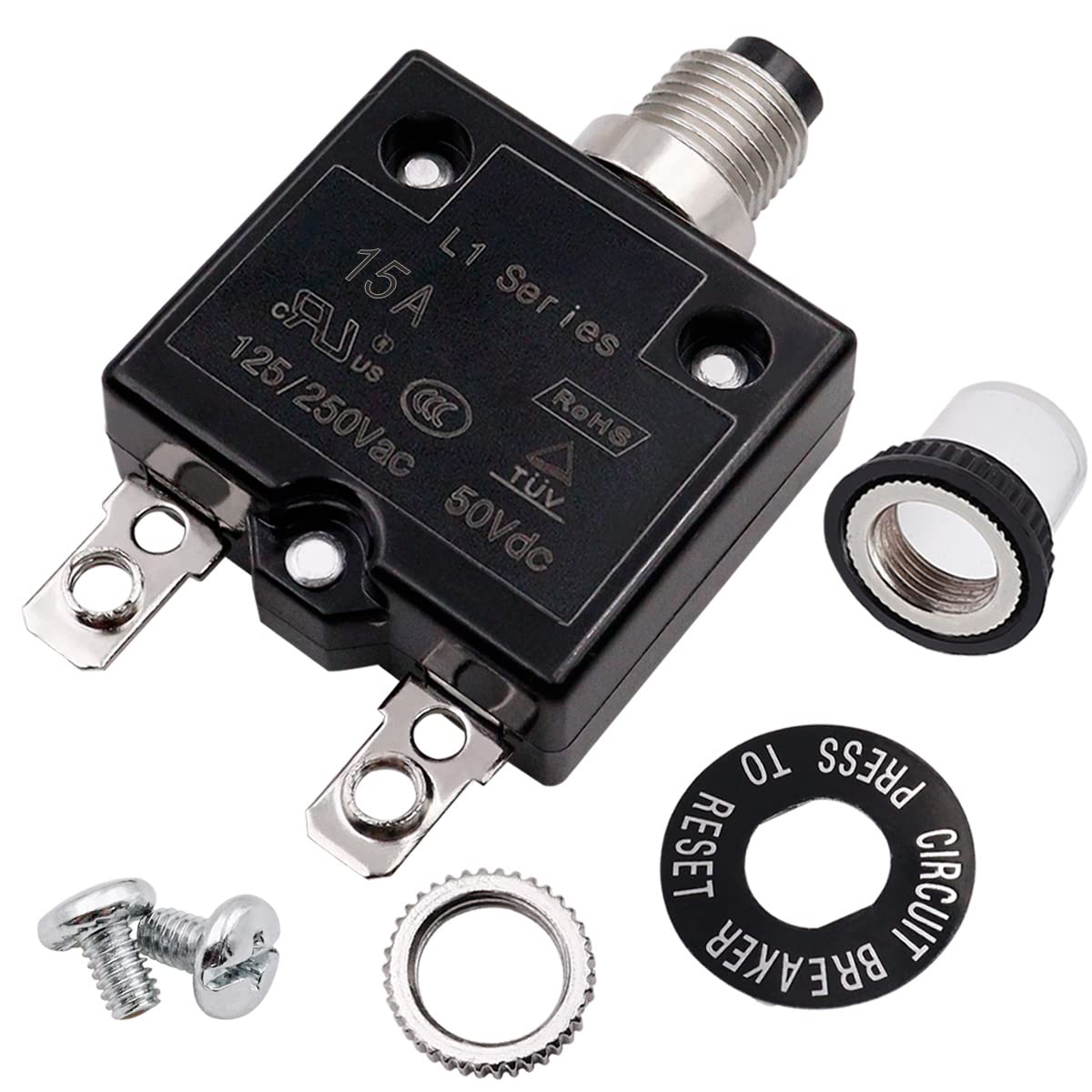10Amp Electric Button Breaker 125/250VAC Thermal Overload Protector R8903