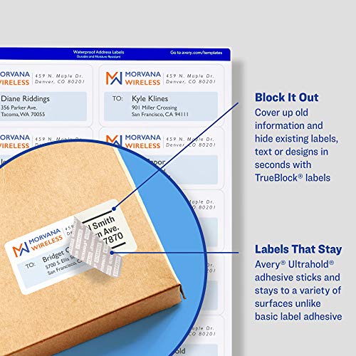Waterproof Printable Shipping Labels, 2" x 4", White, 100 Blank Mailing Labels V85496