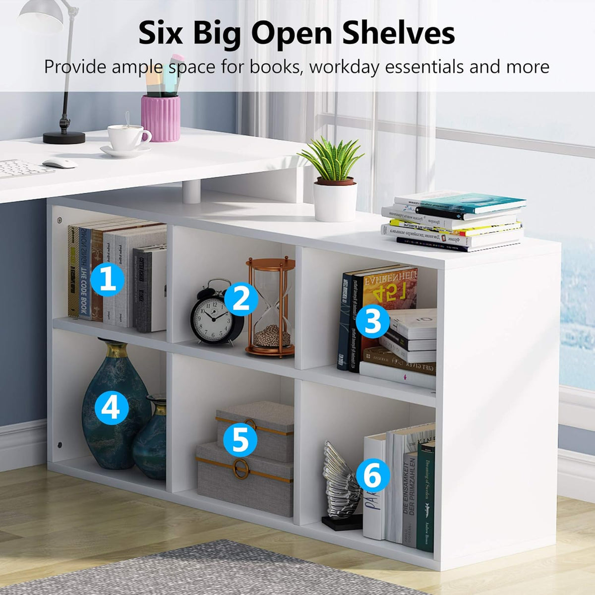 55 Inch L-Shaped Computer Desk with Storage F681