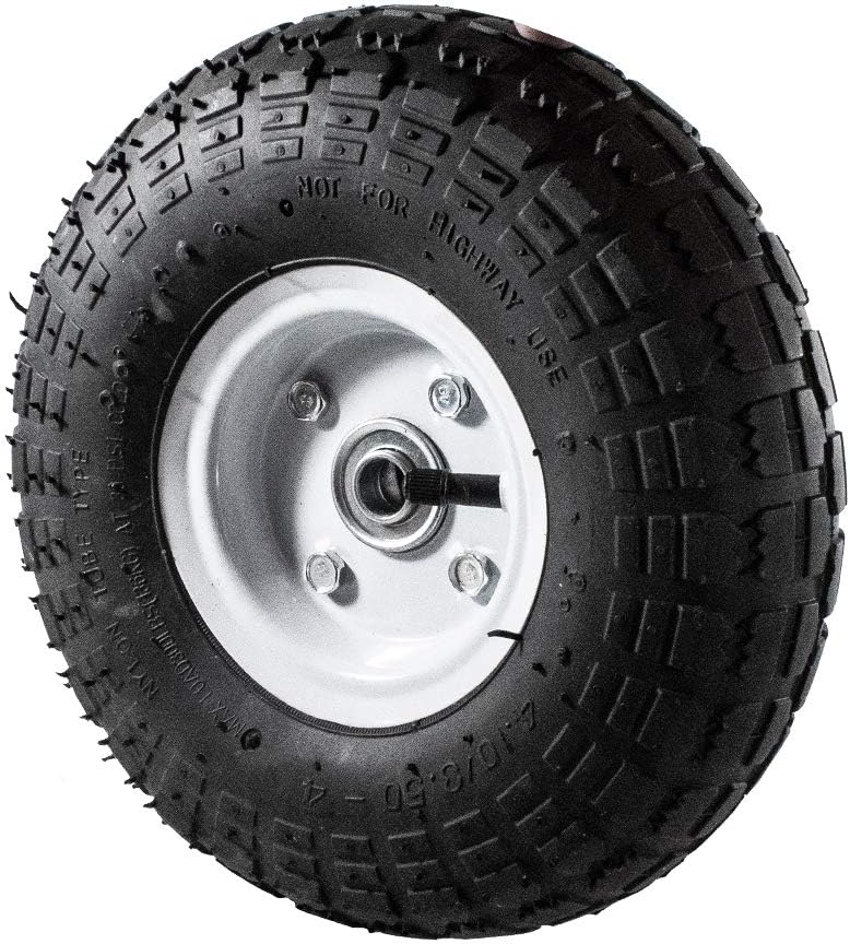Pneumatic Replacement Wheel for Wheelbarrow 10 Inches Black White Rim B476658