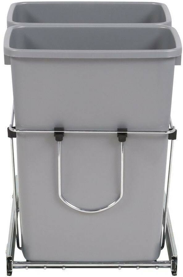 Double 35 Quart Sliding Pull Out Waste Bin Container H69491