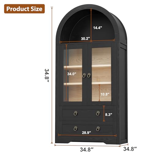Black 71" Tall Pantry Cabinet with Drawers Doors and Shelves B8735