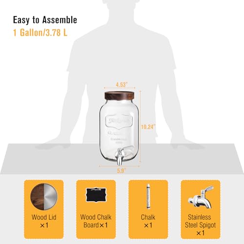 1 Gallon Glass Beverage Dispenser with Stand and Spigot, Set of 2 Z47627