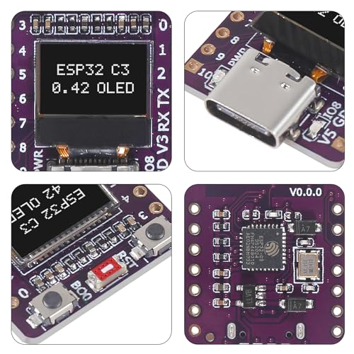 3PCS ESP32-C3 OLED Development Board with 0.42 Inch OLED Module Ceramic Antenna WiFi Bluetooth M88141