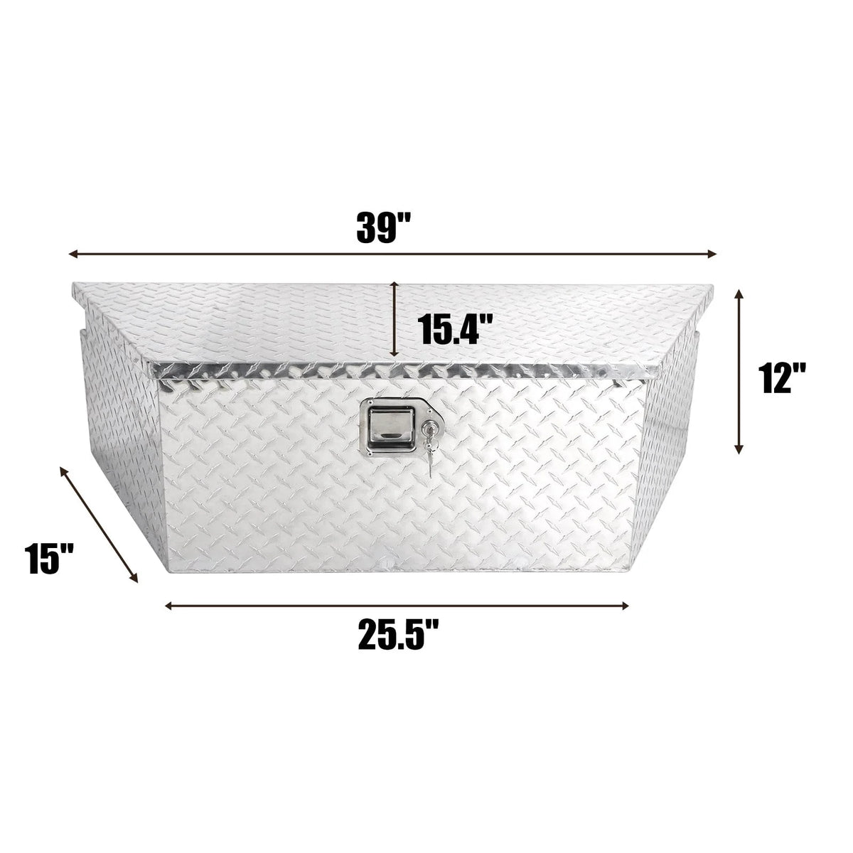 Heavy Duty Aluminum Diamond Plate Trailer Tongue Box with Lock and Keys, Silver, 39 x 16.5 x 12 Inches F360382