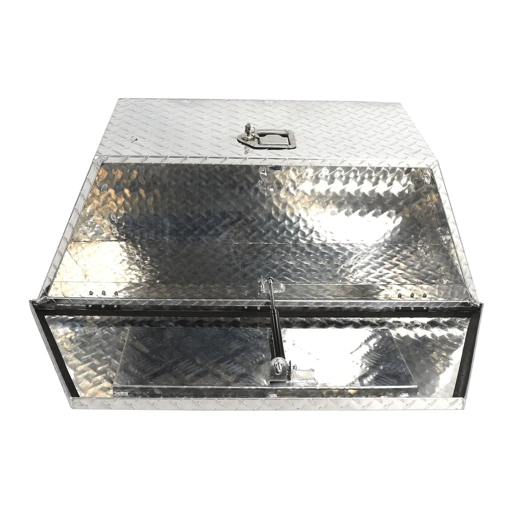 Heavy Duty Aluminum Diamond Plate Trailer Tongue Box with Lock and Keys, Silver, 39 x 16.5 x 12 Inches F360382