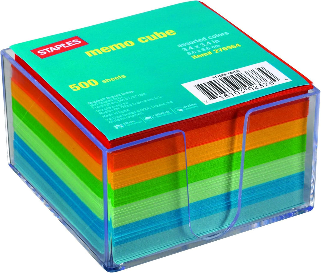 Assorted Colors Cube Memo Pad 500 Sheets A317175