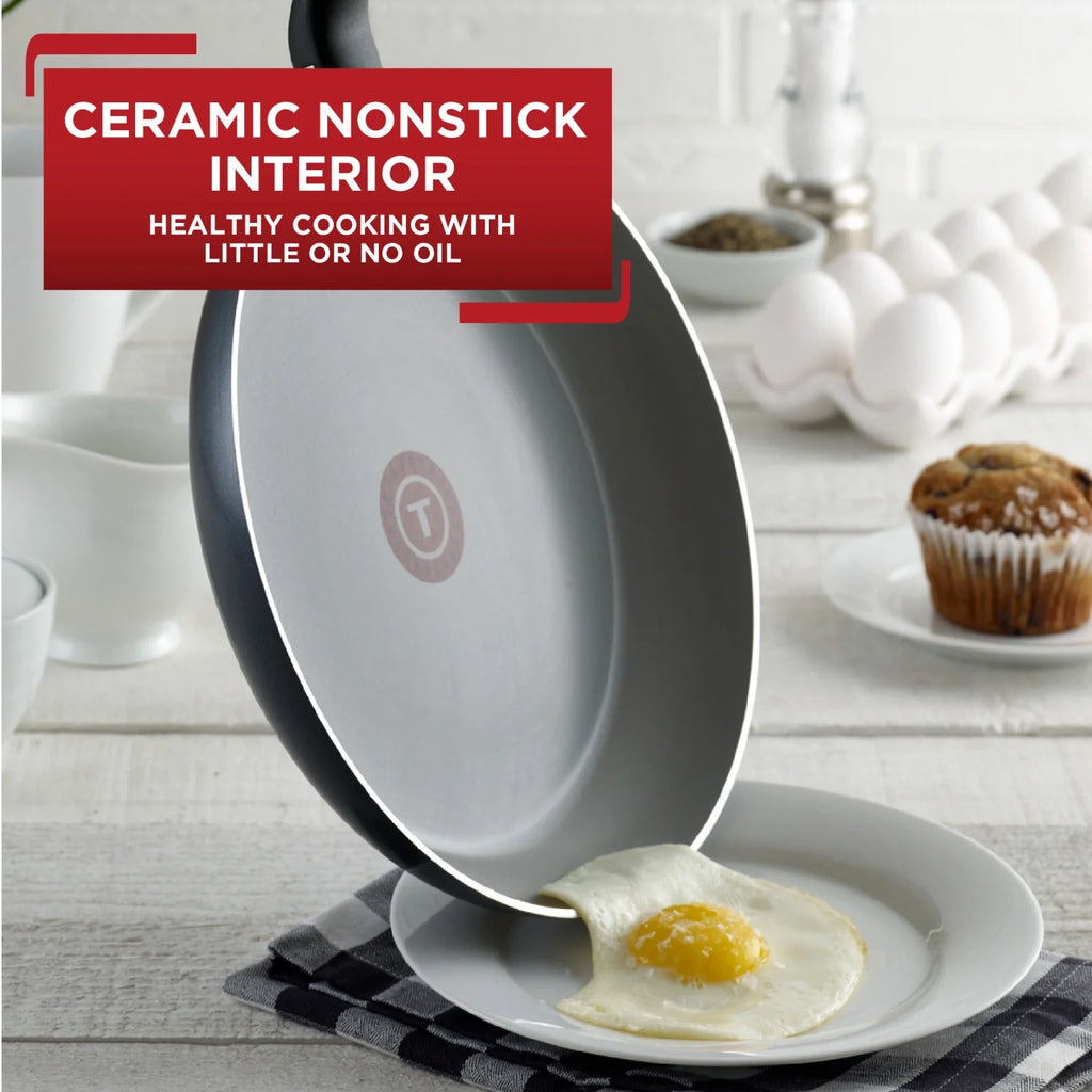 2 Piece Ceramic Fry Pan Set, 8.5 & 10.5 inch, Black W901790