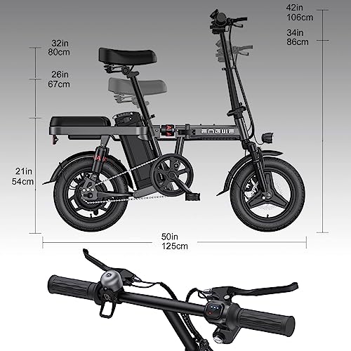 Mini Electric Bike 14" Folding Ebike 600W Motor 48V 10AH Battery A340715