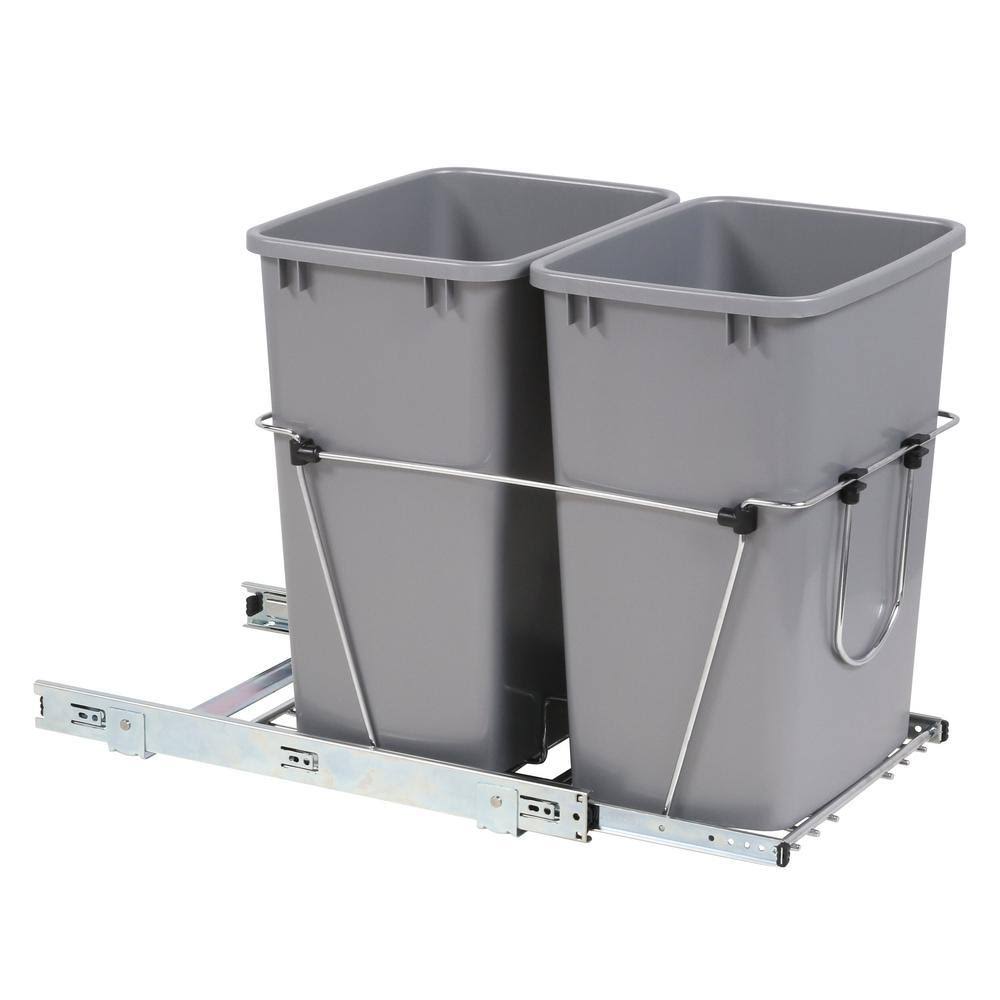 Double 35 Quart Sliding Pull Out Waste Bin Container H69491