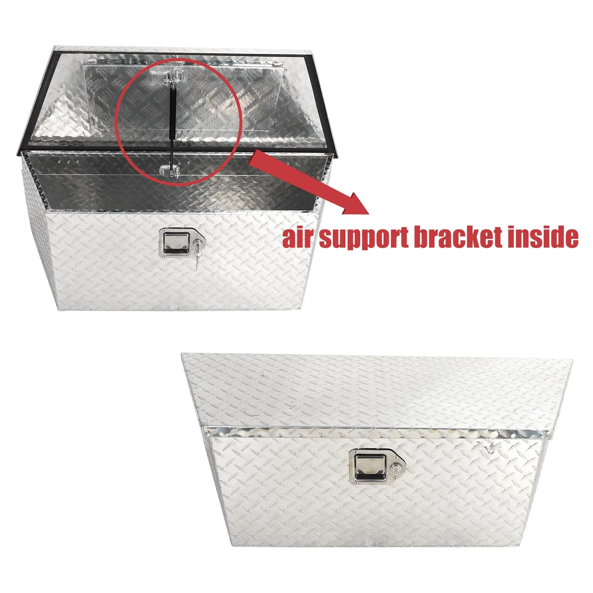 Heavy Duty Aluminum Diamond Plate Trailer Tongue Box with Lock and Keys, Silver, 39 x 16.5 x 12 Inches F360382