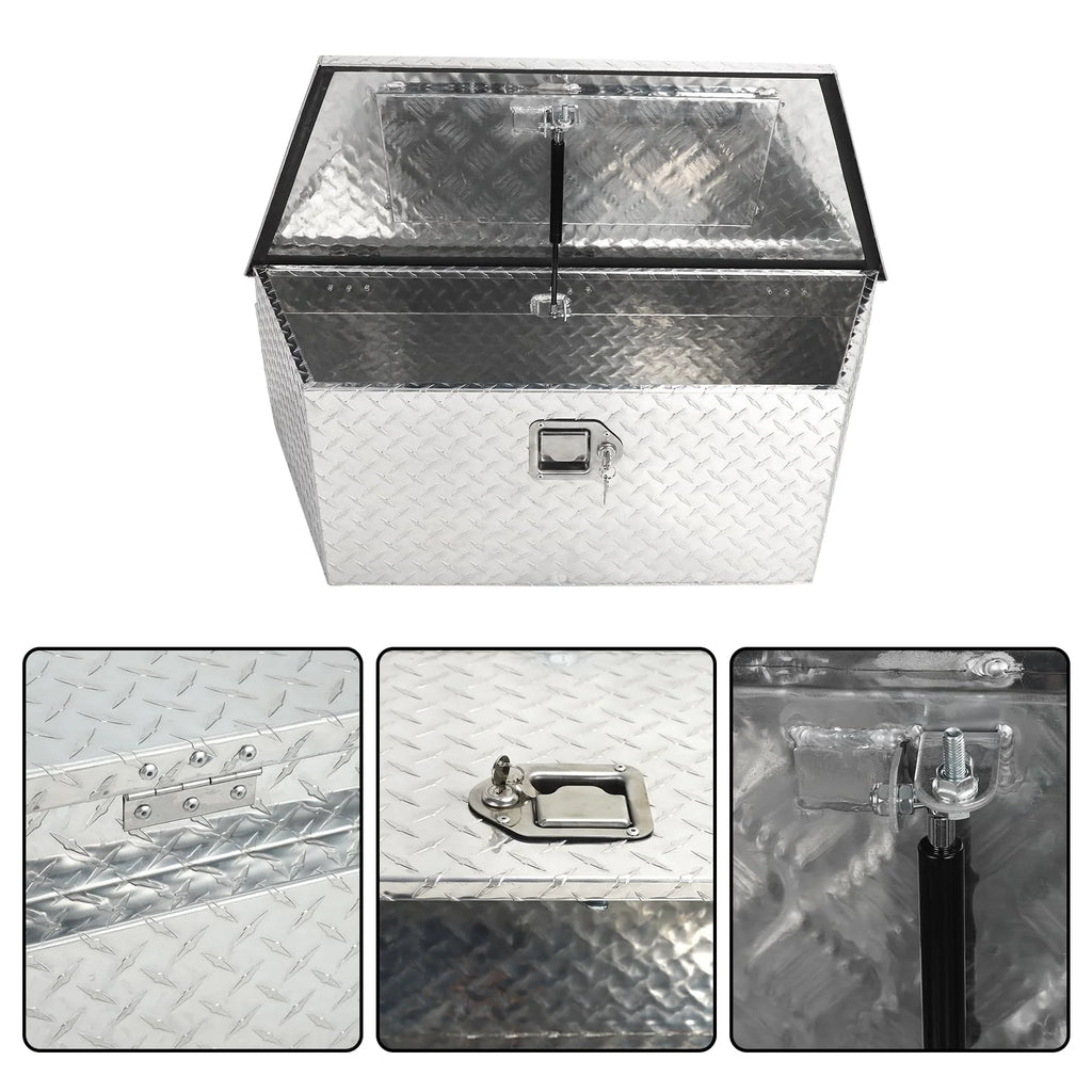 Heavy Duty Aluminum Diamond Plate Trailer Tongue Box with Lock and Keys, Silver, 39 x 16.5 x 12 Inches F360382