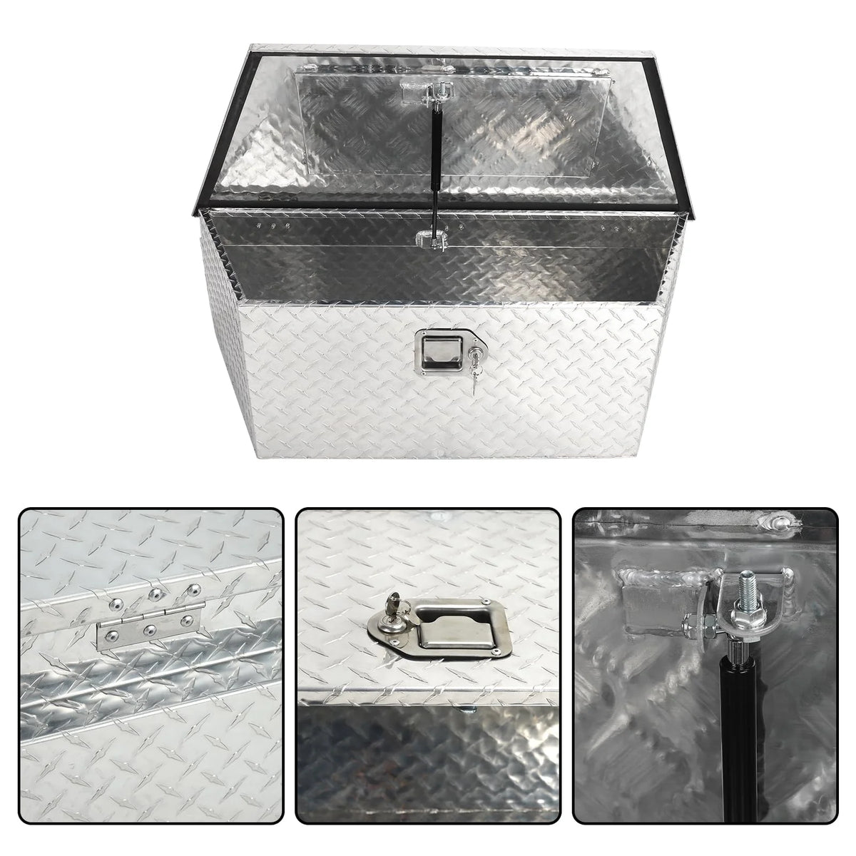 Heavy Duty Aluminum Diamond Plate Trailer Tongue Box with Lock and Keys, Silver, 39 x 16.5 x 12 Inches F360382