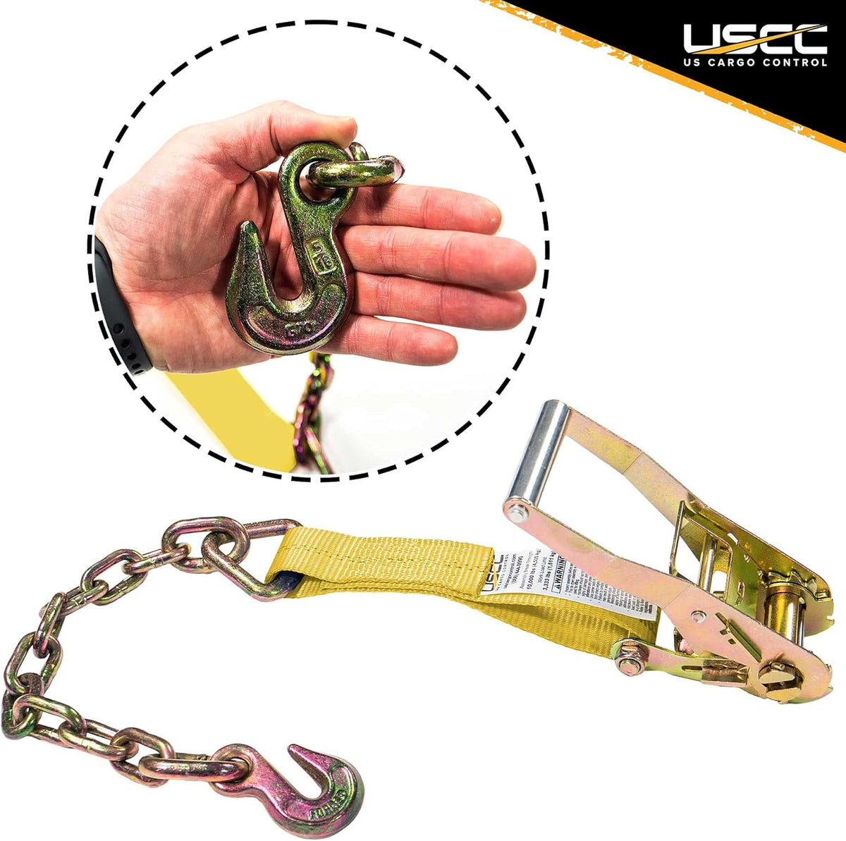 2 Inch x 30 Foot Ratchet Straps with Chain Extension 4 Pack R261751