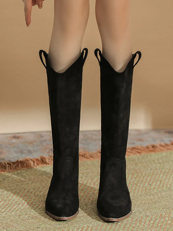 Pointed Toe Thick Heel Stacked Boots F809