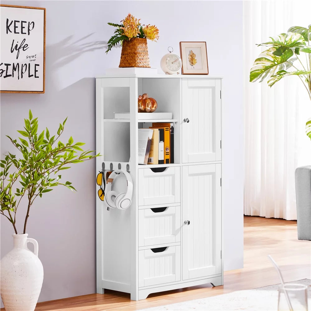 White 3 Drawer Wooden Bathroom Storage Cabinet O7510