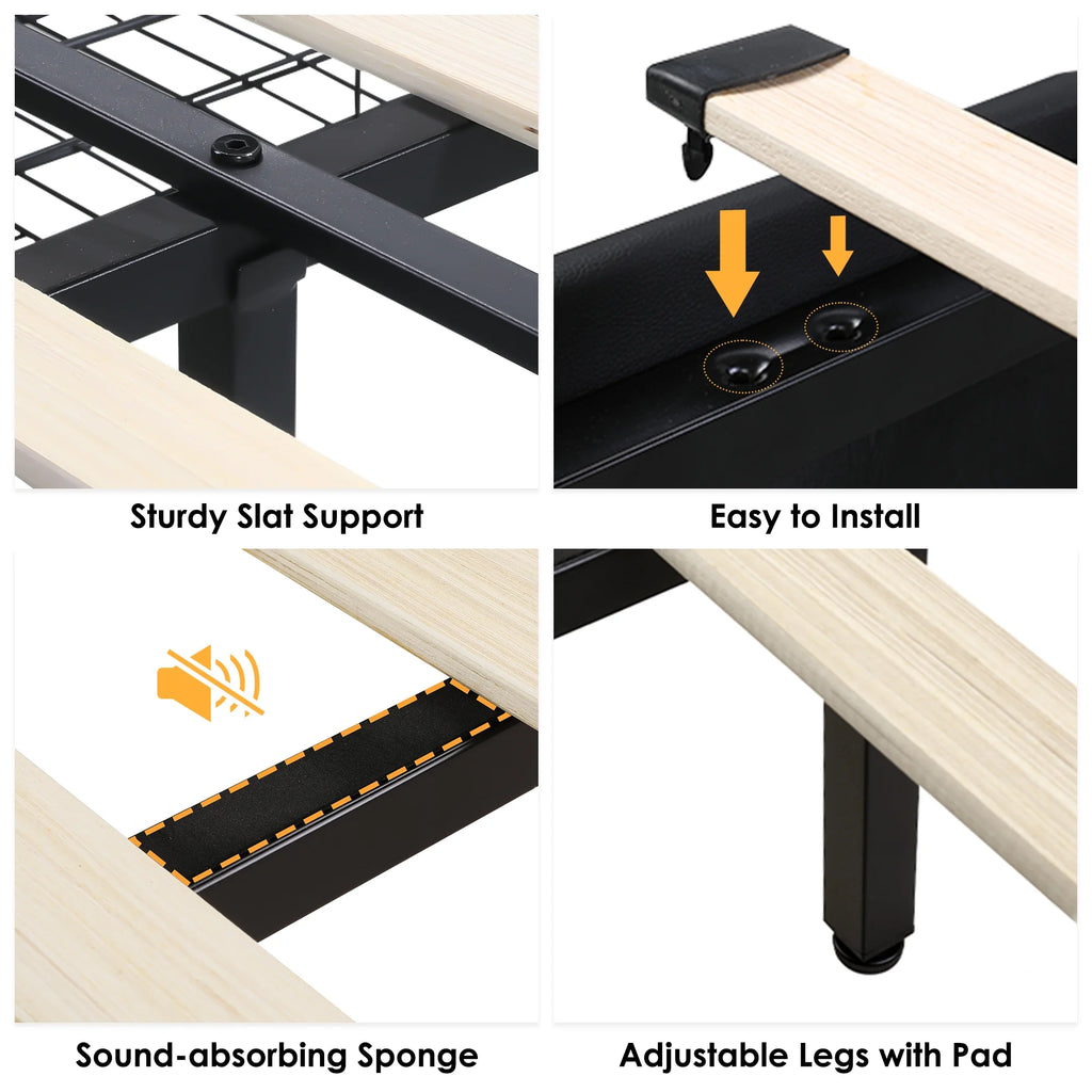 Queen LED Platform Bed Frame with 4 Storage Drawers S79482
