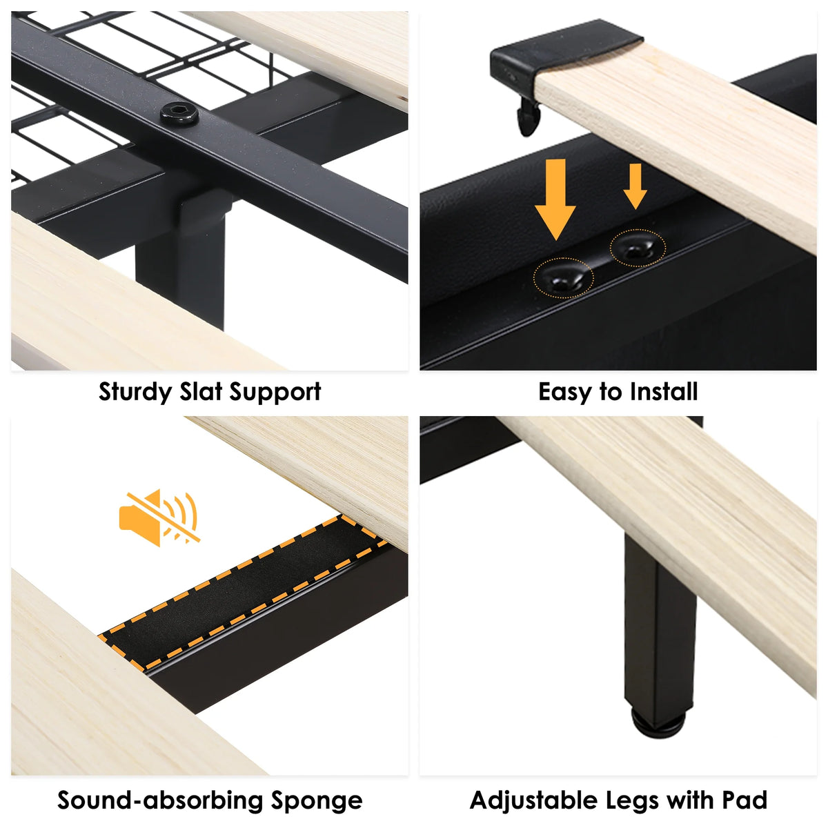 Queen LED Platform Bed Frame with 4 Storage Drawers S79482