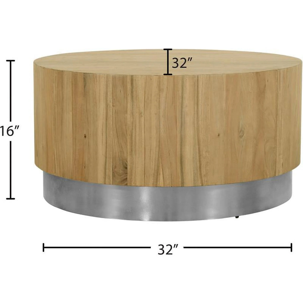 Round Modern Wood Coffee Table with Metal Base C1598