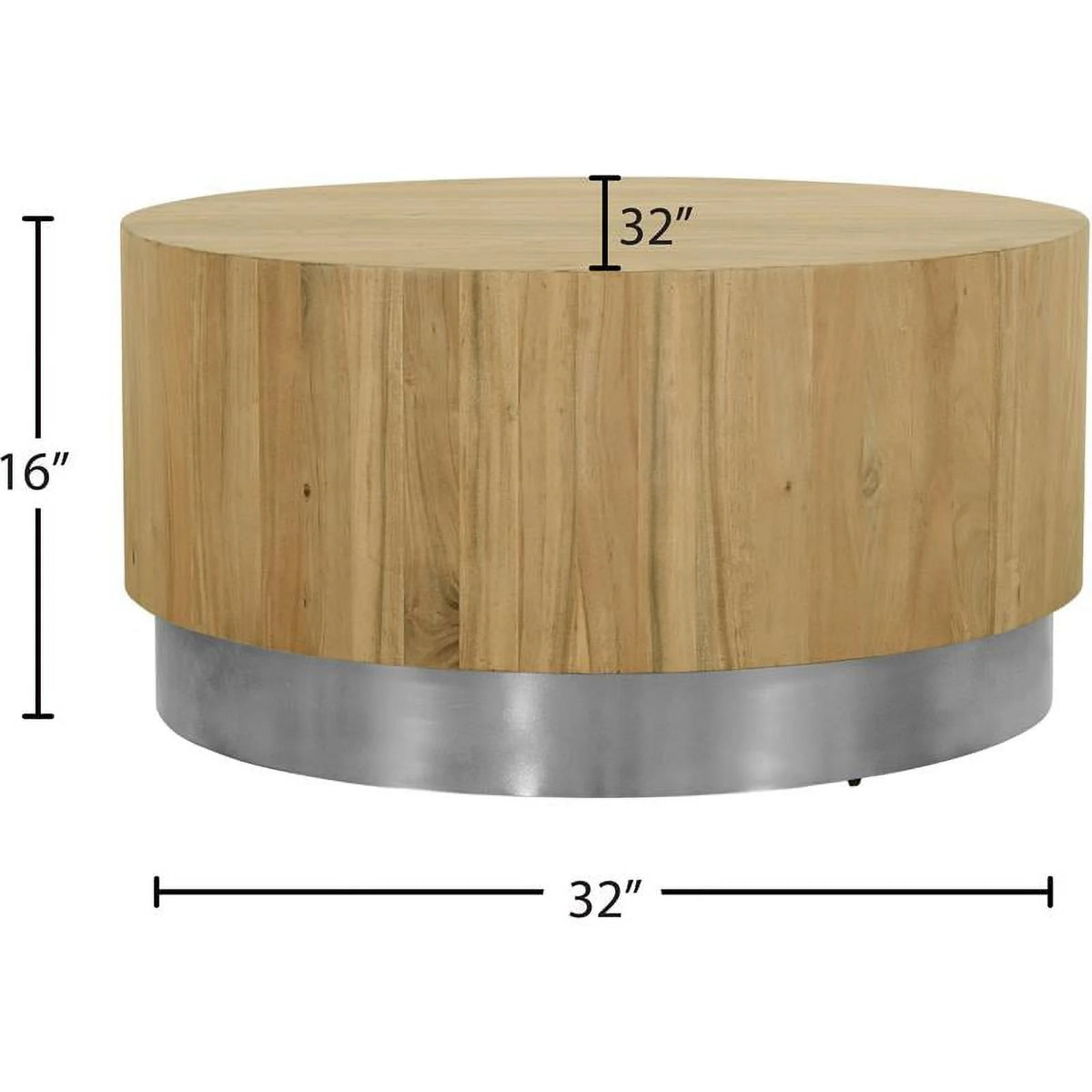 Round Modern Wood Coffee Table with Metal Base C1598