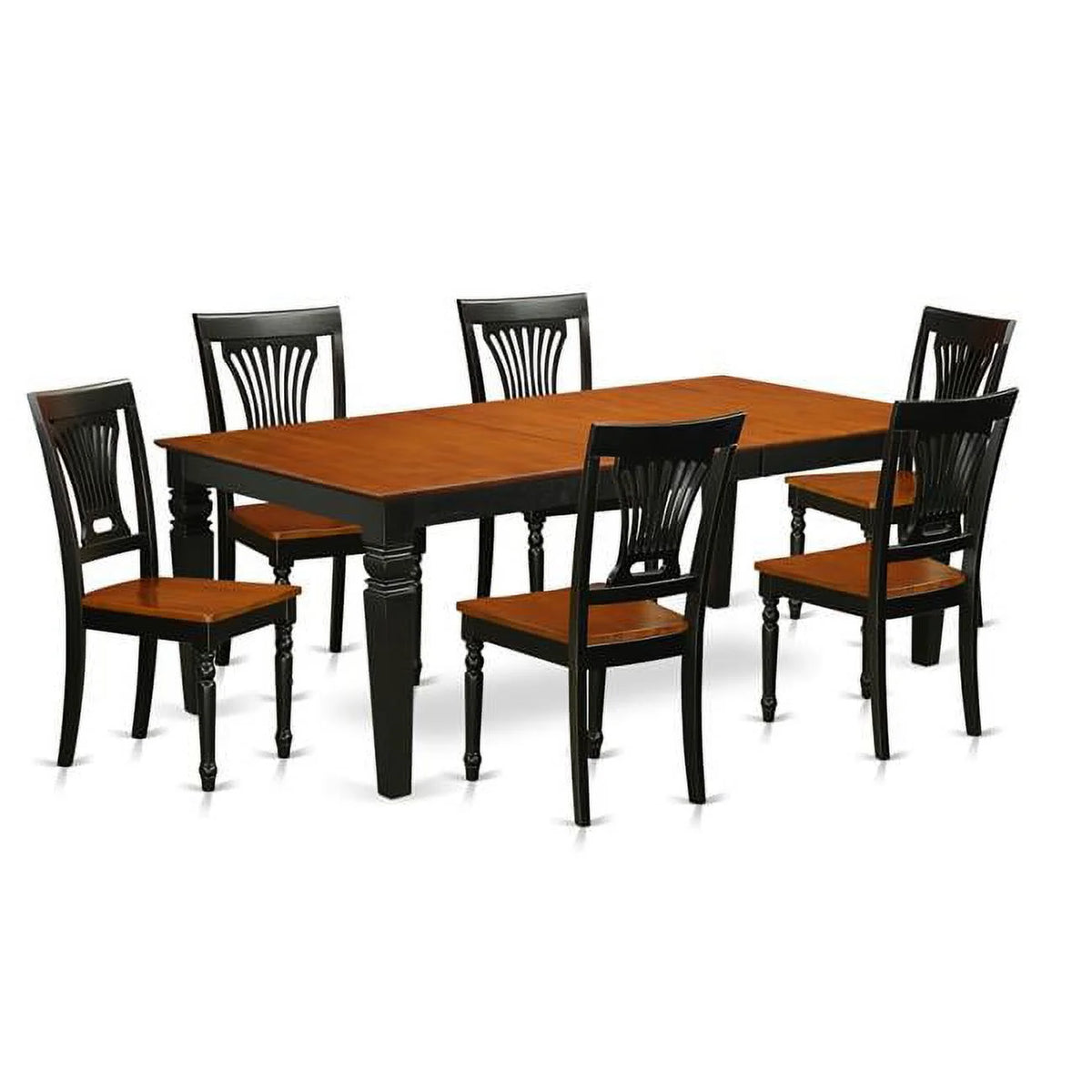 Black Cherry 7 Piece Wood Dining Table Set with 6 Chairs E395052