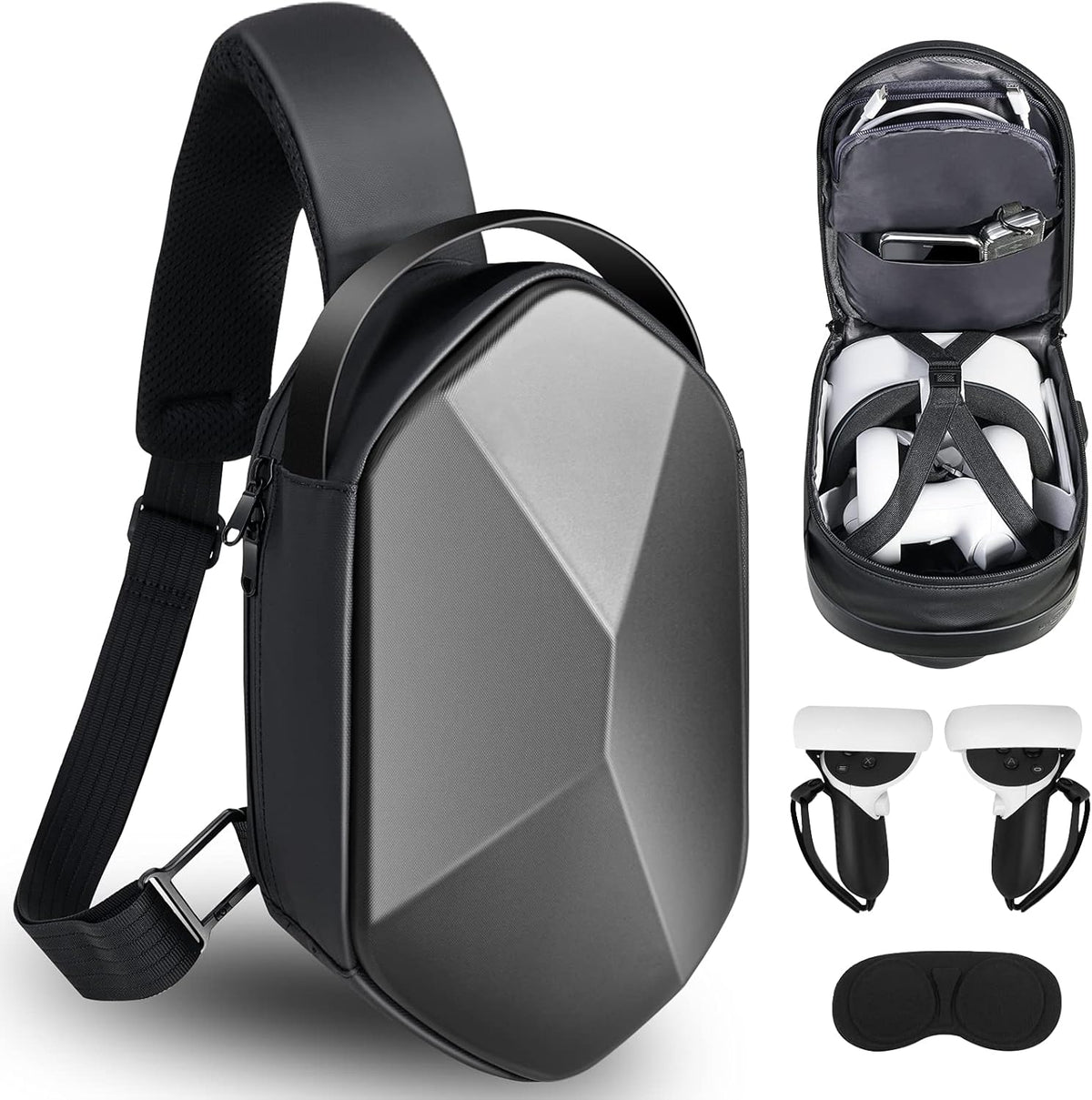 Hard Travel Case Crossbody Backpack with Grips Cover and Lens Cover C47554