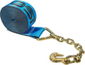 4 Inch x 50 Foot Blue Winch Strap with Chain Extension Pack of 2 F6783