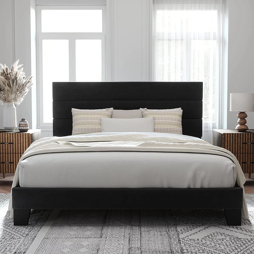 Queen Size Fabric Upholstered Platform Bed Frame Z369763