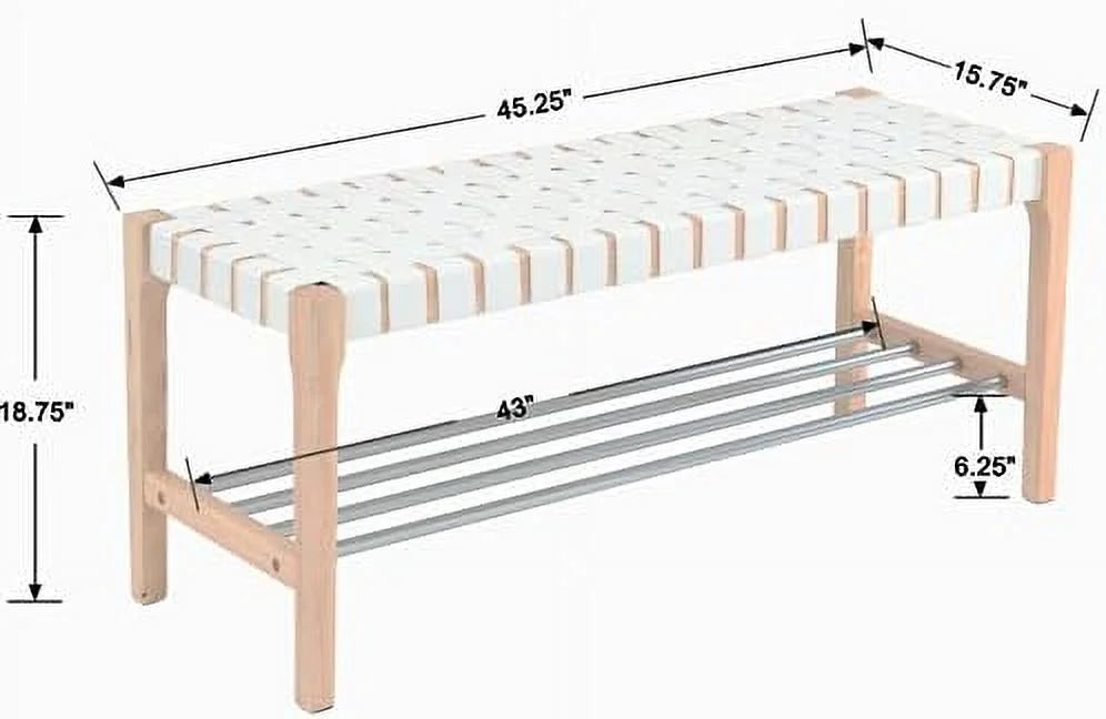 Brown Woven Straps Entryway Bench I3080