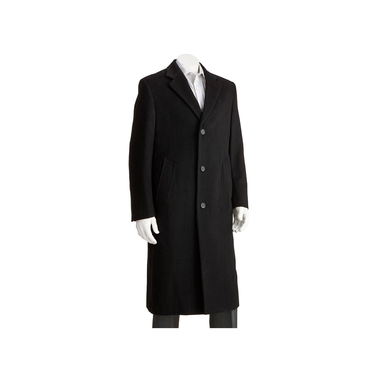 Wool-Blend Top Coat, Black, Size 52 Reg T81977