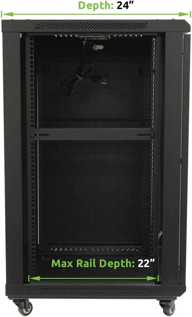 18U Wall Mount Server Cabinet with Glass Door and Casters P3843