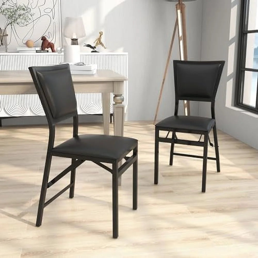 Folding Chairs Set of 4 Padded Metal Space Saving F762