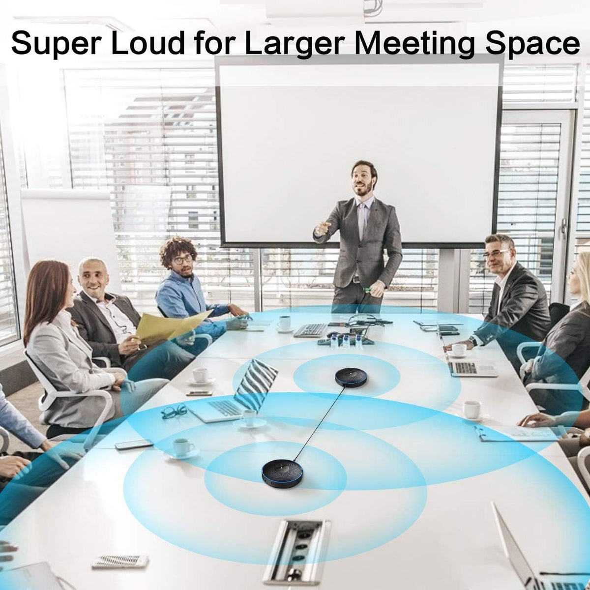 Wireless Speakerphone with 360° Voice Pick-up and 8 AI Noise Cancellation Mics W343002