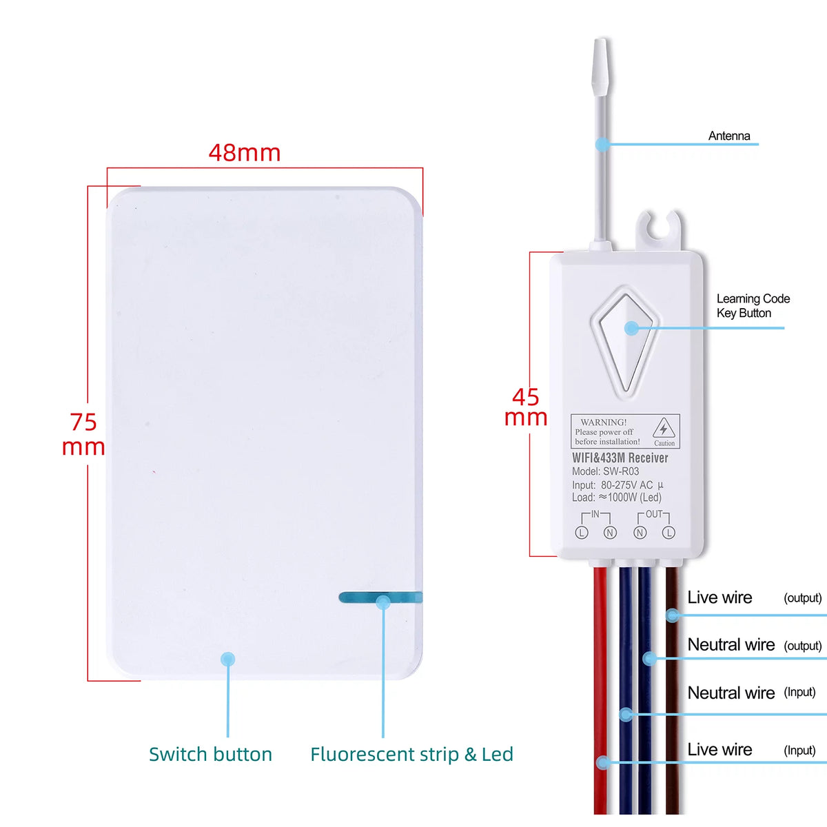 WiFi Mini Size Wireless 1-gang Switch B224112