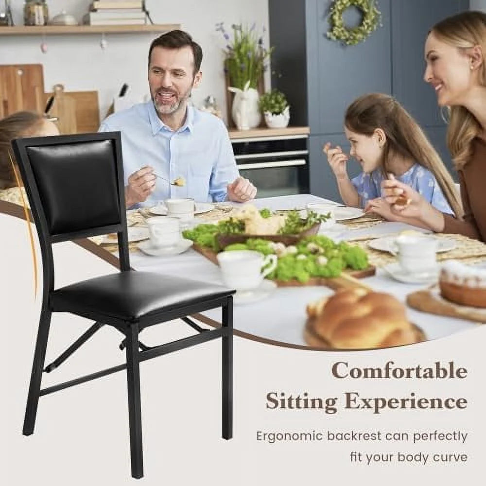 Folding Chairs Set of 4 Padded Metal Space Saving F762