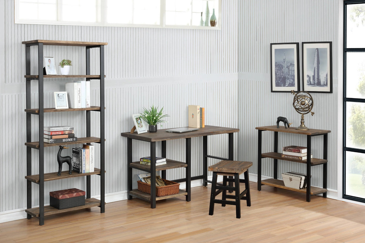 Metal and Solid Wood Desk with 2 Shelves H439