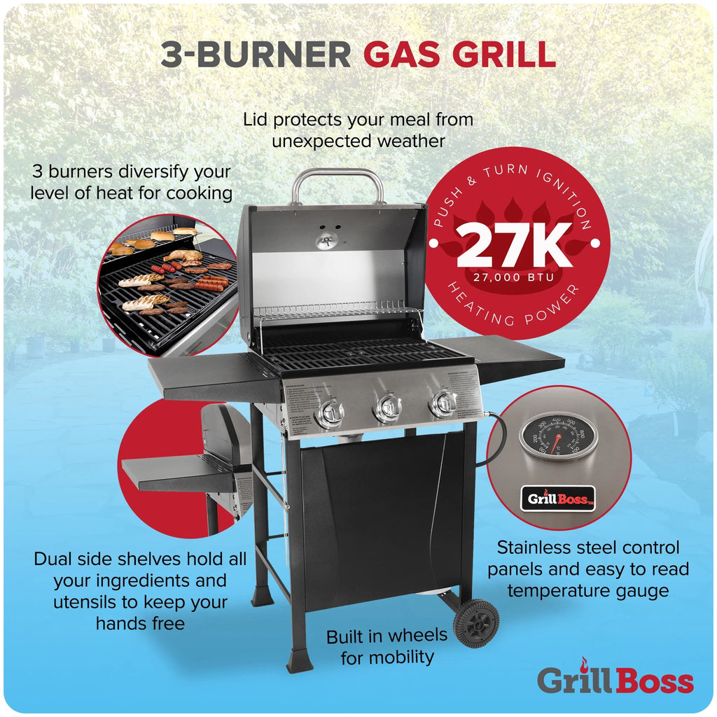 4-Burner Gas Grill with Side Burner and Side Shelves W666909