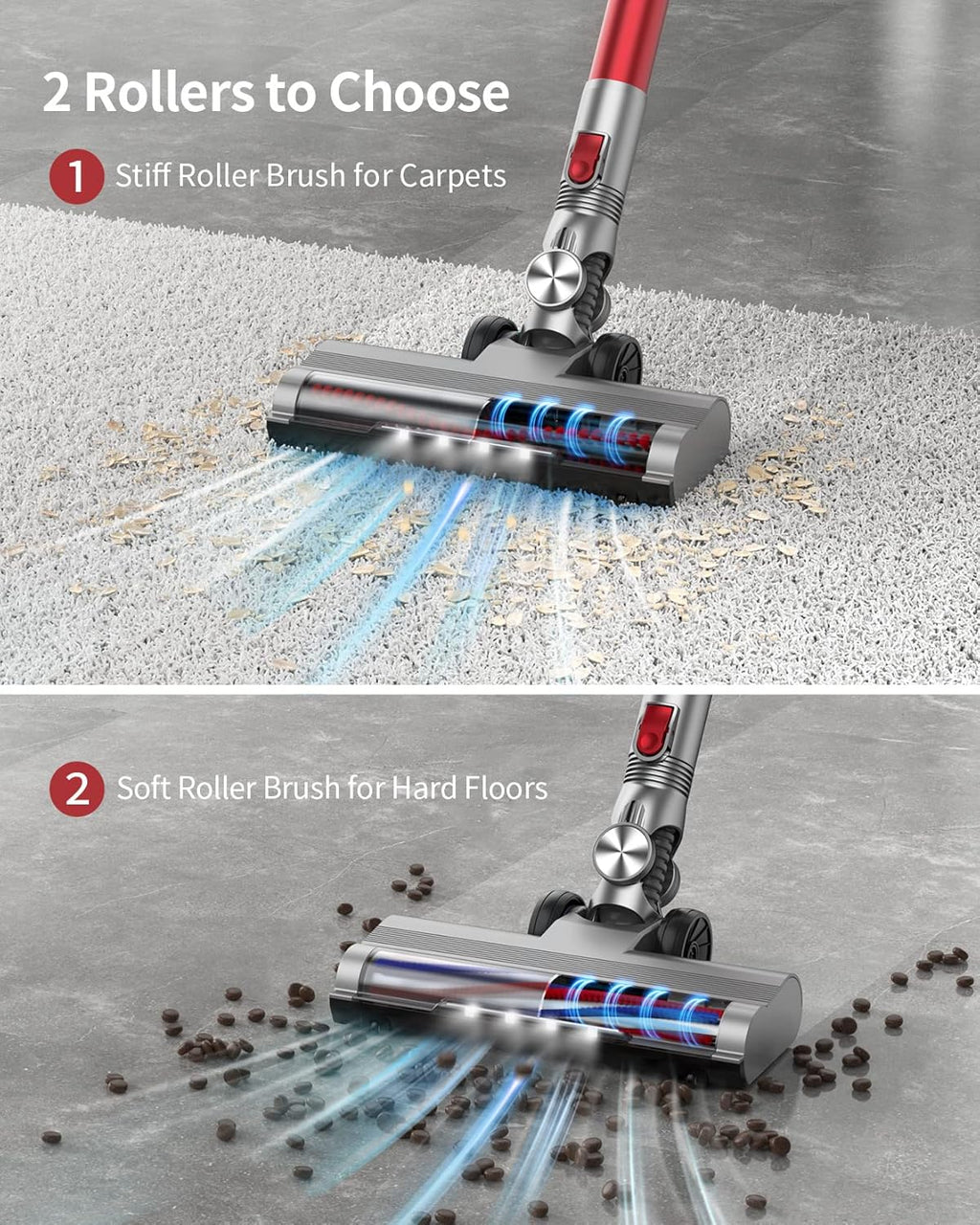 Cordless Stick Vacuum Cleaner with 380W 30KPa, 35min Runtime, Detachable Battery P4129