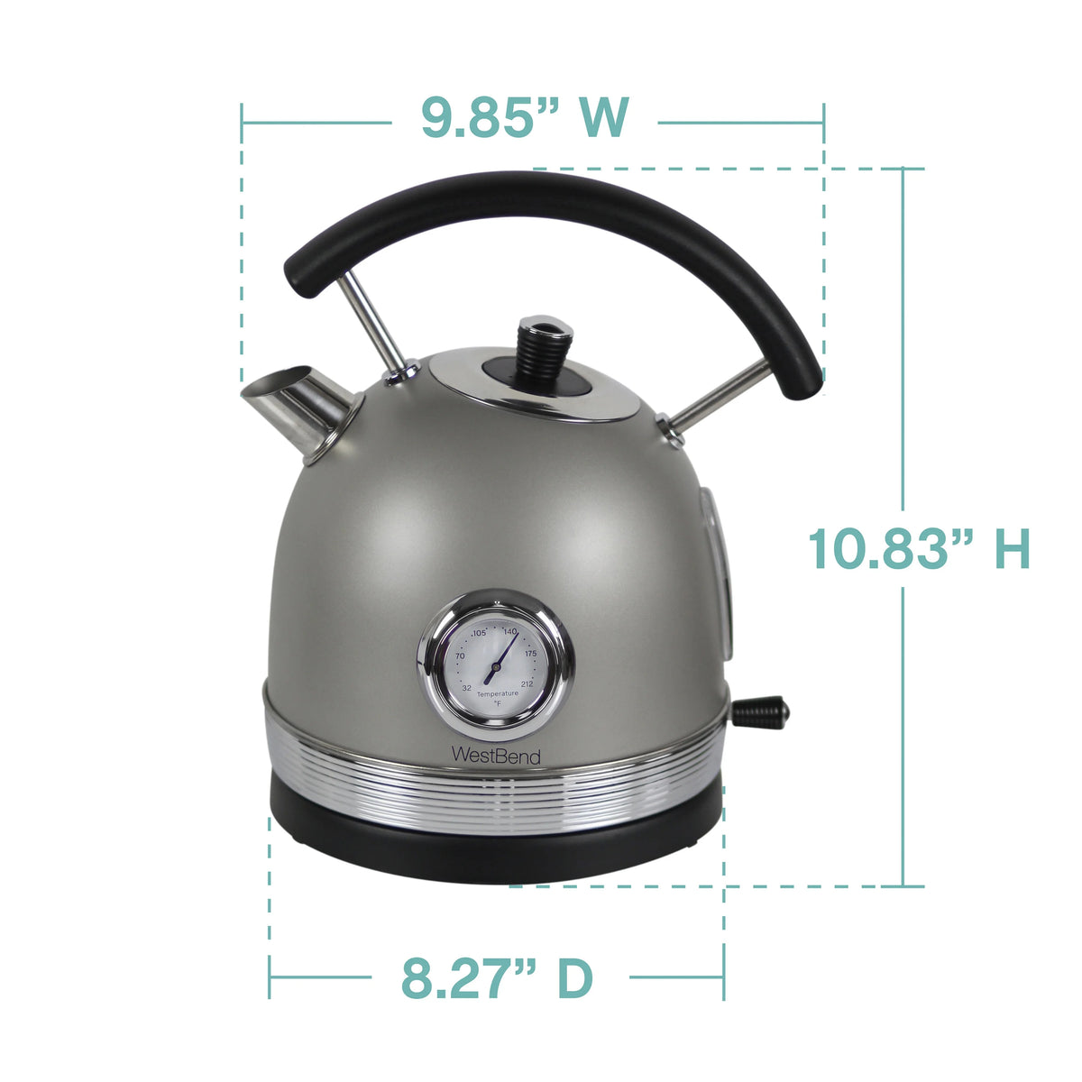 Retro-Style Electric Kettle, 1.7 Liter, 1500W, Gray Y72191