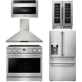 36 Gas Range, Range Hood, Refrigerator, Microwave and Wine Cooler Y6796