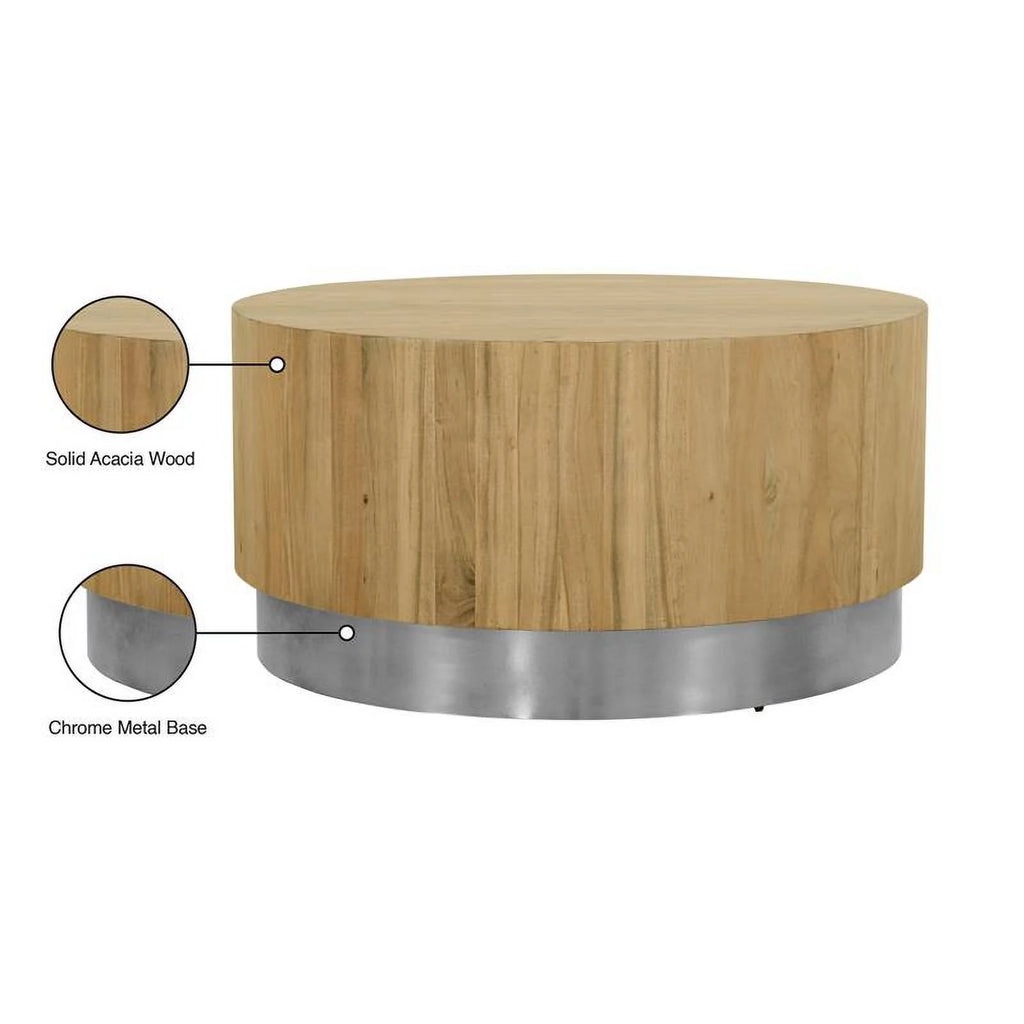 Round Modern Wood Coffee Table with Metal Base C1598