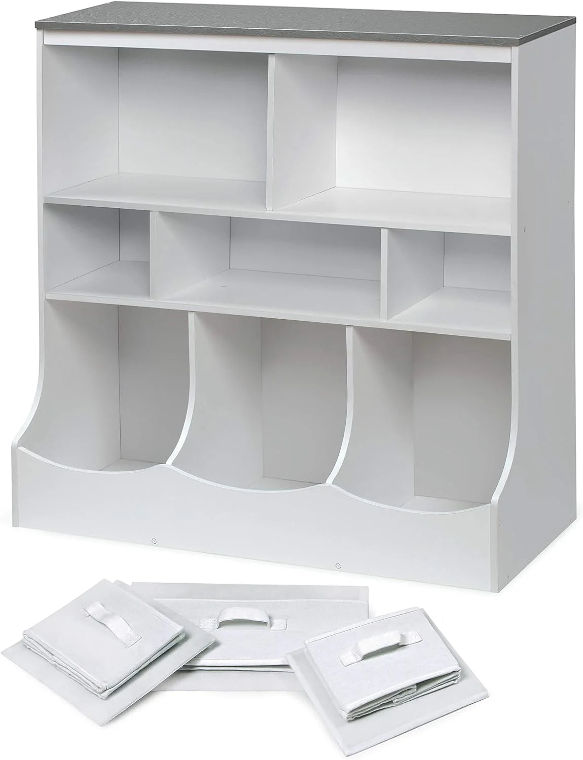 Toy Storage Unit and Book Shelf with 3 Baskets H7078