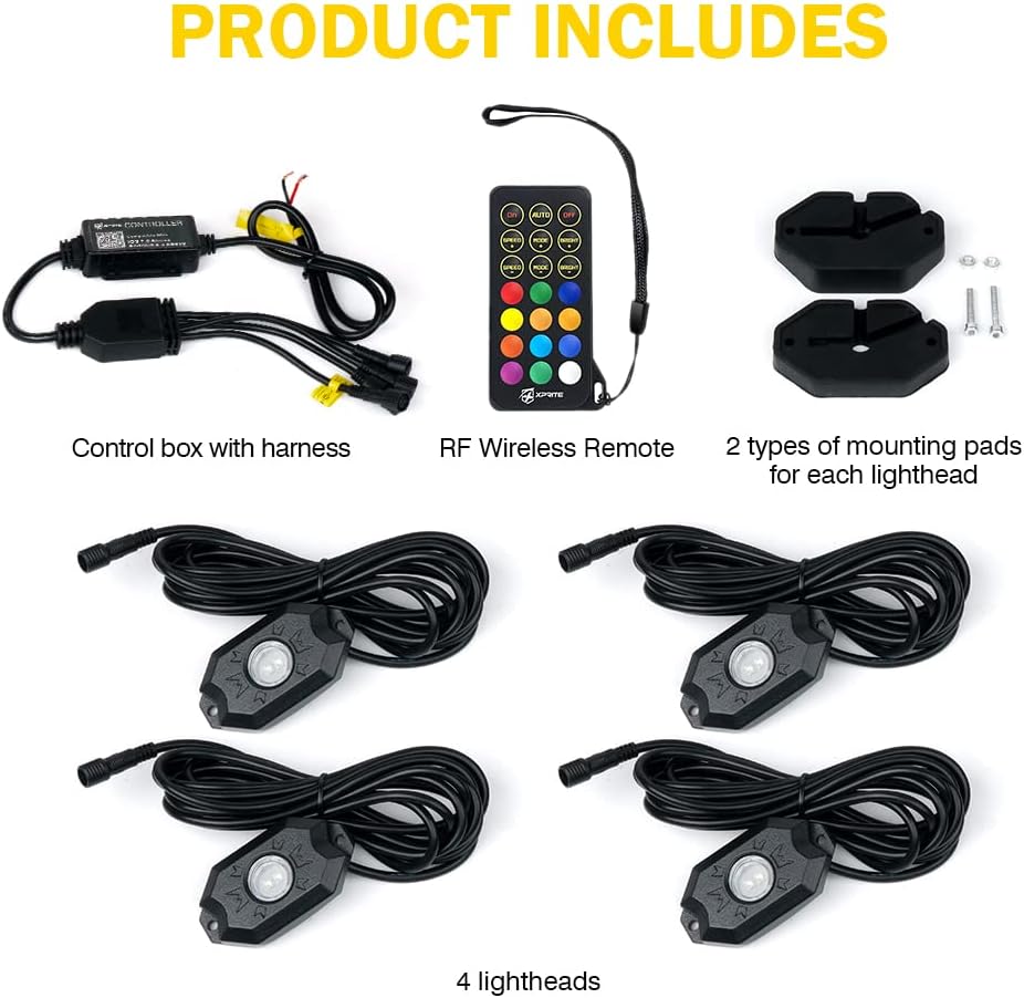 RGBW LED Rock Lights Kit, 4 Pods U726