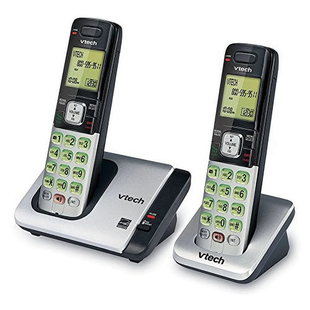 2-Handset Expandable Cordless Phone with Caller ID, Silver F9982