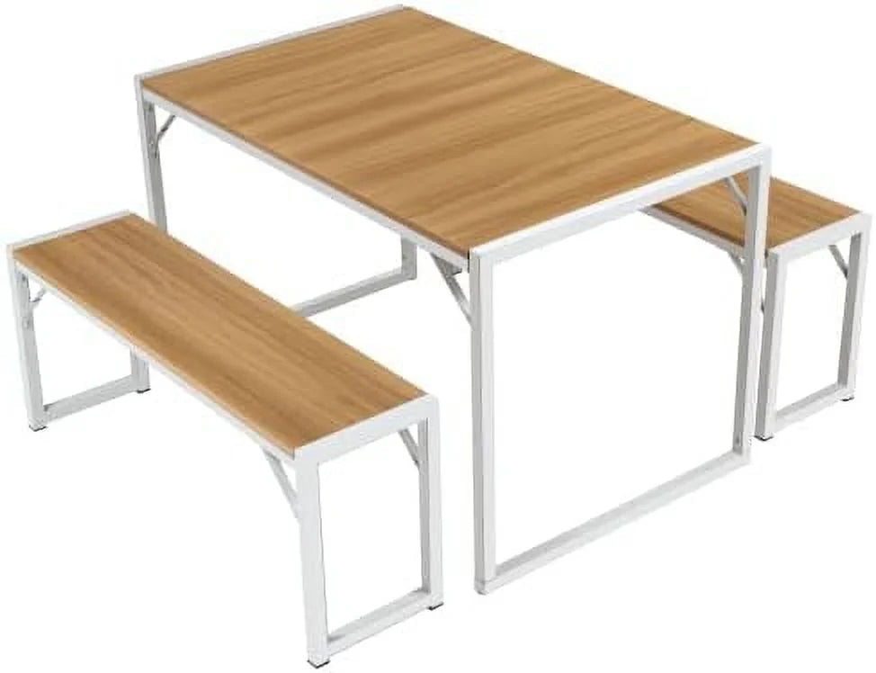 3-Piece Dining Table Set with 2 Benches W464