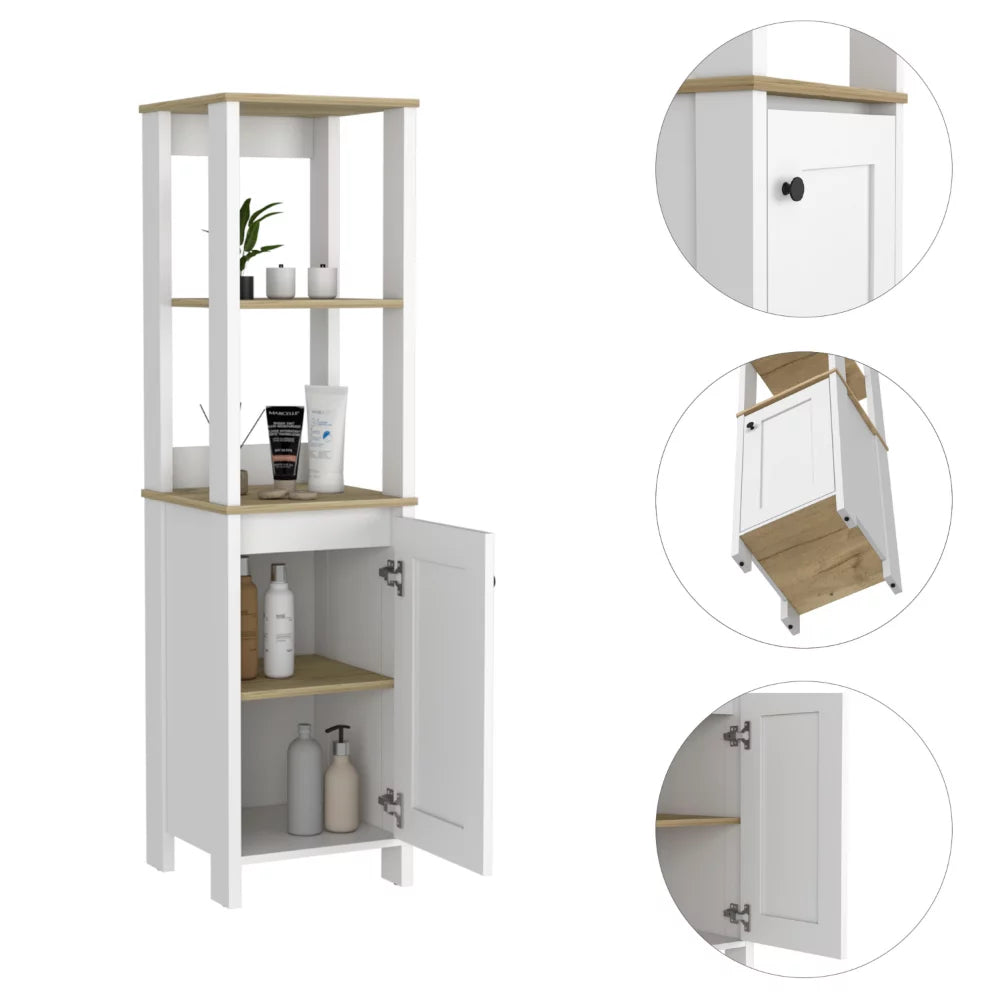 Linen Cabinet with Two Open Shelves and Single Door C46654