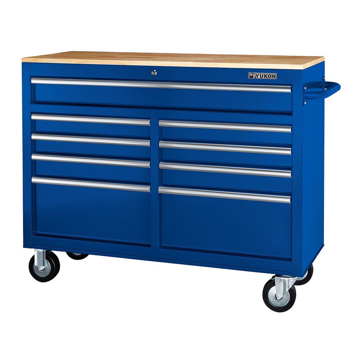 Black 9-Drawer Mobile Storage Cabinet with Solid Wood Top R98598