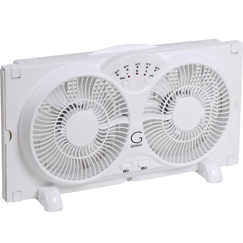 Twin Window Fan with 9 in. Blades Adjustable Thermostat Y67553