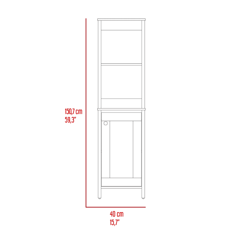 Linen Cabinet with Two Open Shelves and Single Door C46654